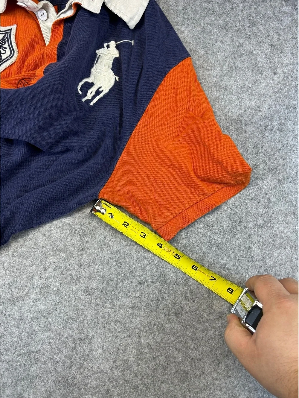 Polo Ralph Lauren Youth XL (18-20) Colorblock RugbyShirt Orange Navy Crest Logo
